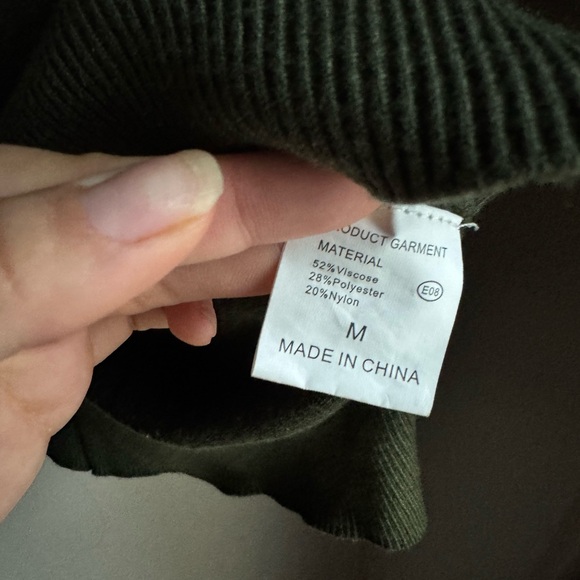 Olive Green Knit Lounge Set Cozy Minimalist Sweater & Wide Leg Pants M - Picture 4 of 5